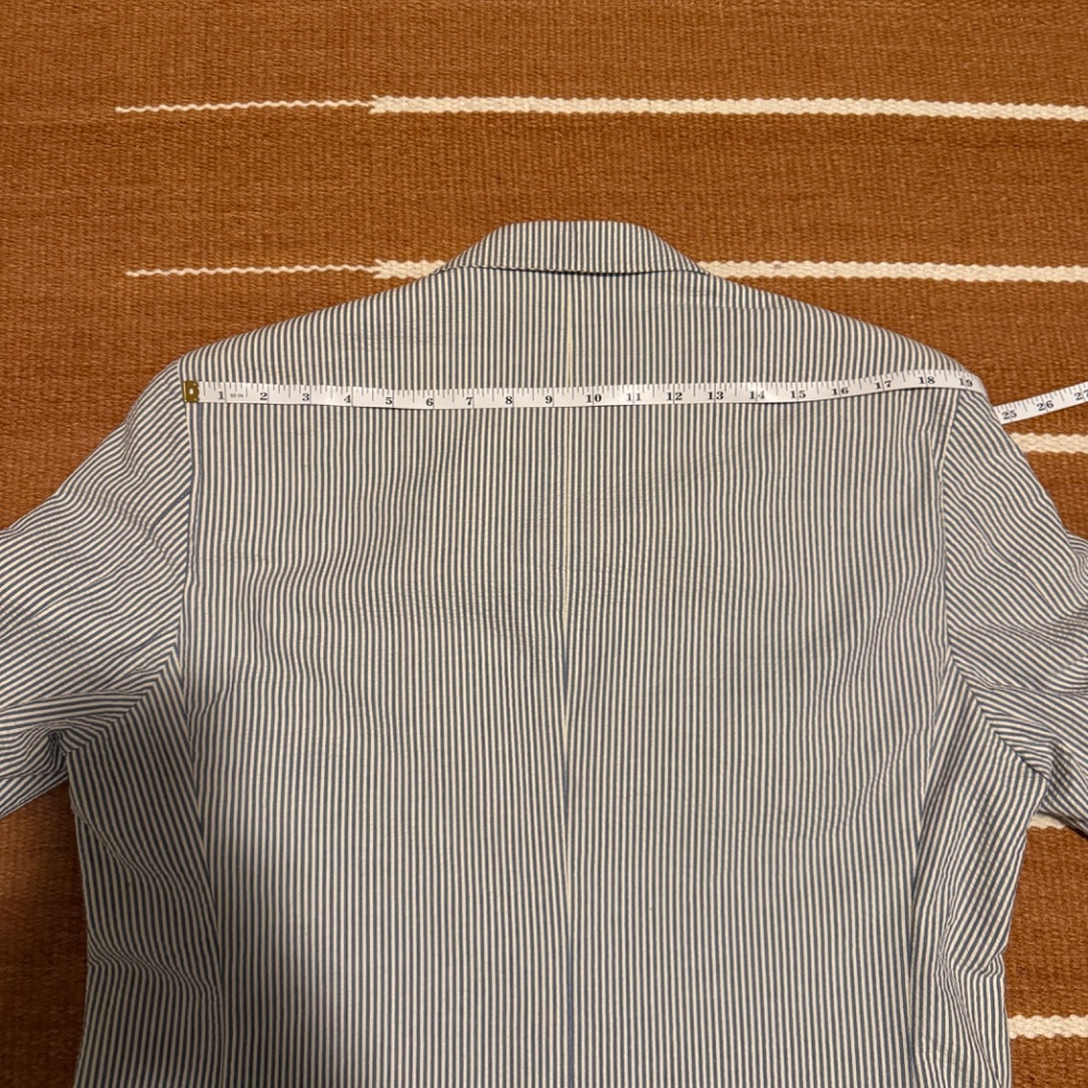 Polo Ralph Lauren Blazer Jacket Mens 42L White Blue Striped Seersucker Italy EUC - Picture 7 of 16